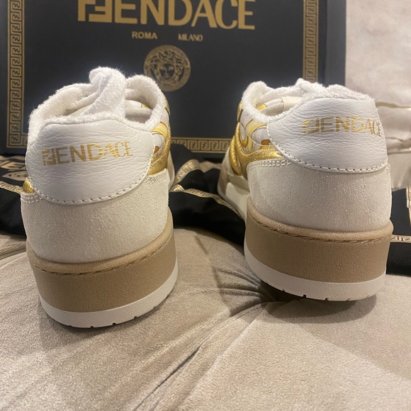 Fendi Women's White and Gold Sneakers. LIMITED ADDITION. - Picture 10 of 13